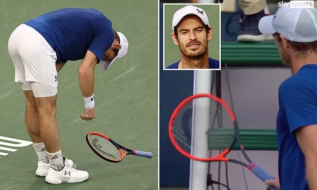 You are currently viewing Fuming Andy Murray smacks his racket against the umpire’s chair, berates his coaching box and roars his anger at ‘awful feelings’, as hints at retirement continue: ‘I don’t have a clue what I’m doing!’