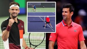 Read more about the article WATCH: Novak Djokovic hilariously calls for early end to Indian Wells practice session with Grigor Dimitrov after being stunned by forehand winner