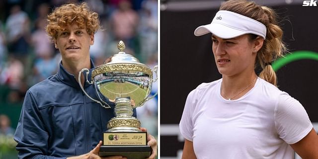 Read more about the article I’d be mad, why he gotta call her choke out like that” – Fans joke about Jannik Sinner ’embarrassing’ girlfriend Anna Kalinskaya after Halle triumph