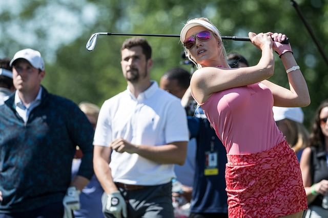 You are currently viewing WATCH: Paige Spiranac gives golf lessons to $11.5B sporting goods mogul